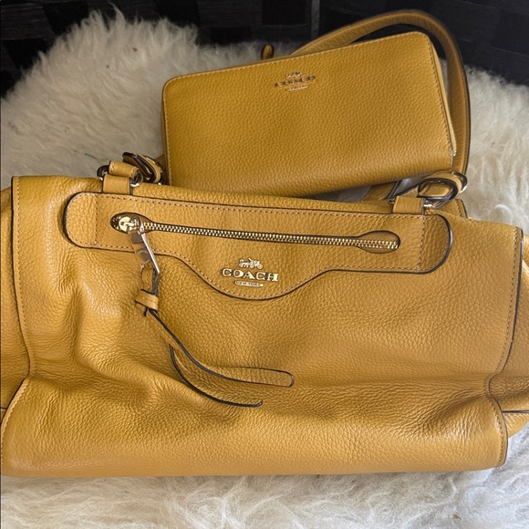 Coach Handbags - Coach Yellow Leather Satchel and Wallet Set